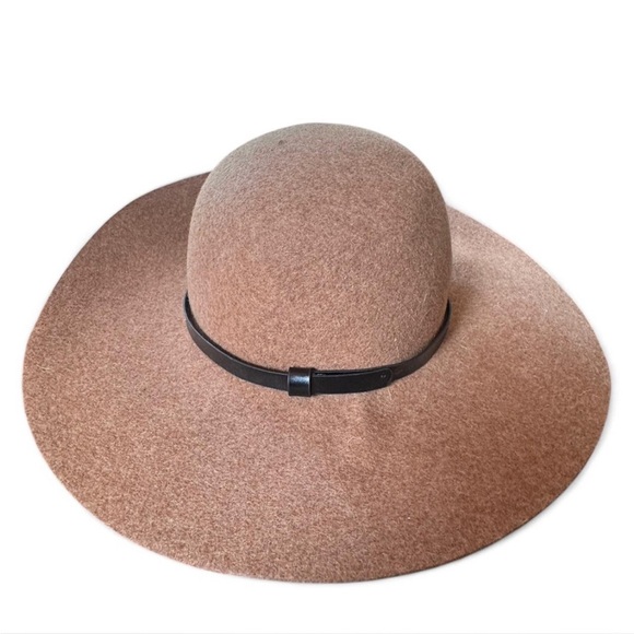 Elegant Brown 100% Wool Wide-Brim Hat - Picture 1 of 4